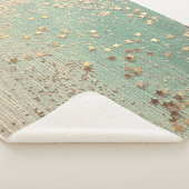 Gouden Glitter Sterren op Groene Burlap Sherpa Deken (3/4)
