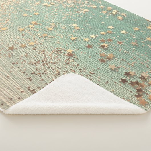 Gouden Glitter Sterren op Groene Burlap Sherpa Deken (3/4)