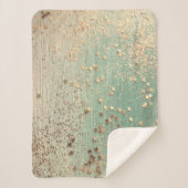 Gouden Glitter Sterren op Groene Burlap Sherpa Deken (Voorkant)