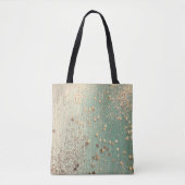 Gouden Glitter Sterren op Groene Burlap Tote Bag (Voorkant)
