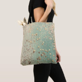 Gouden Glitter Sterren op Groene Burlap Tote Bag (Dichtbij)