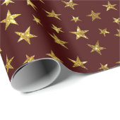 Gouden Glitter Sterren Rode Vakantie Cadeaupapier (Rol Hoek)