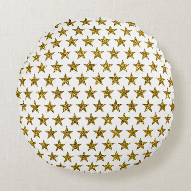 Gouden glitter sterren rond kussen (Voorkant)