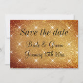 Gouden glitter sterren Save the date trouwkaarten (Voorkant)