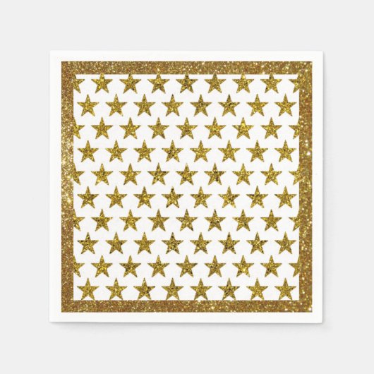 Gouden glitter sterren servetten (Voorkant)