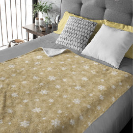 Gouden Glitter Sterren Sneeuwvlokken Fleece Deken
