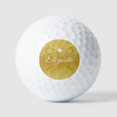 Gouden Glitter Stijlvolle Script Naam Golfballen (Voorkant)