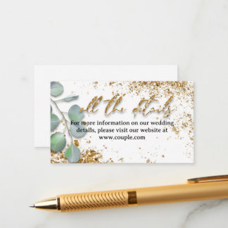 Gouden glitter stijlvolle trouwdetails kaart