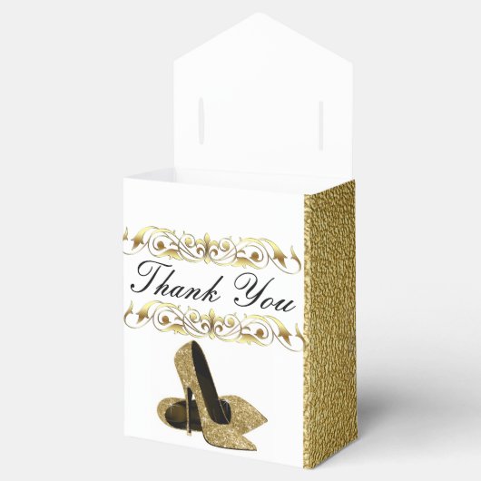 Gouden Glitter Stiletto Hakken Bedankdoosjes (Geopend)