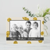 Gouden Glitter Stippen Foto Kerst Kaart (Staand voorkant)