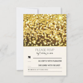 gouden glitter stippen vintage bruiloft RSVP kaart