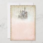 Gouden Glitter Storybook Kasteel Bruiloft Douche Kaart (Achterkant)