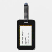 Gouden Glitter Streep en Zwart Bagagelabel (Achterkant verticaal)