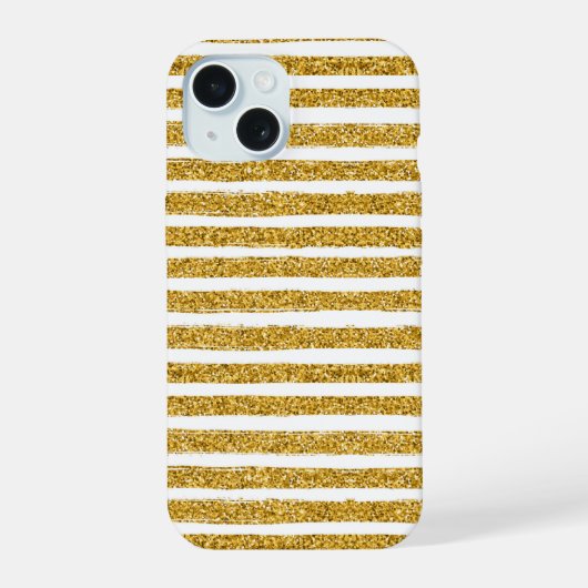 Gouden Glitter Streep iPhone 15 Case (Achterkant)