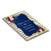 Gouden Glitter Strepen Blush Bloemen Bruiloftsplan Notitieboek (Rechterzijde)