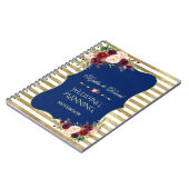 Gouden Glitter Strepen Blush Bloemen Bruiloftsplan Notitieboek (Linkerzijde)