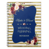 Gouden Glitter Strepen Blush Bloemen Bruiloftsplan Notitieboek (Voorkant)