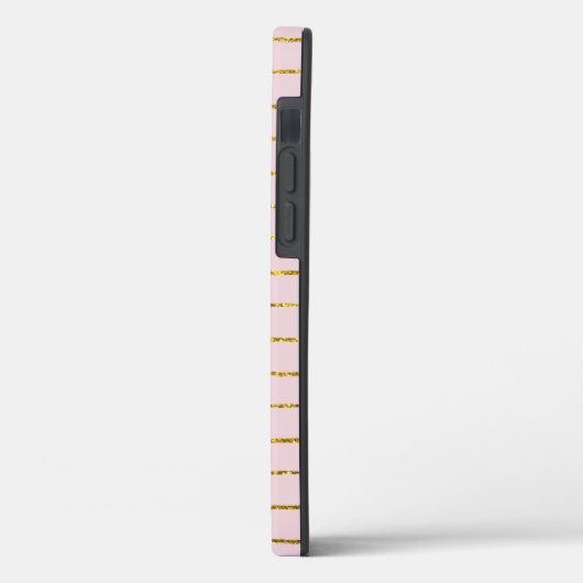 Gouden Glitter Strepen en Roze Case-Mate iPhone Case (Achterkant / Links)