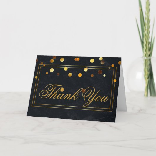 Gouden glitter strepen rand zwart bedankt (Voorkant)
