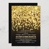 Gouden Glitter String Lights Glam Engagement Party Kaart (Voorkant / Achterkant)