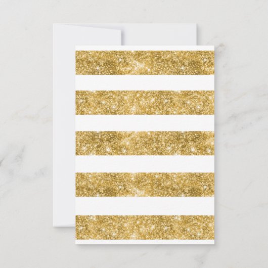 Gouden Glitter Stripes Roze Bloemen Huwelijk RSVP (Achterkant)