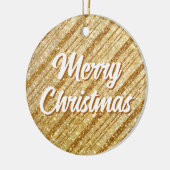 Gouden Glitter Stripes Vrolijk Kerstpaar Foto Keramisch Ornament (Links)