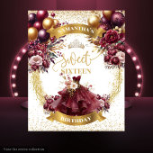 Gouden Glitter Sweet 16 Achtergrond Bourgondische  Wandkleed