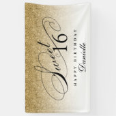 Gouden Glitter Sweet 16 gepersonaliseerde verjaard Spandoek (Verticaal)