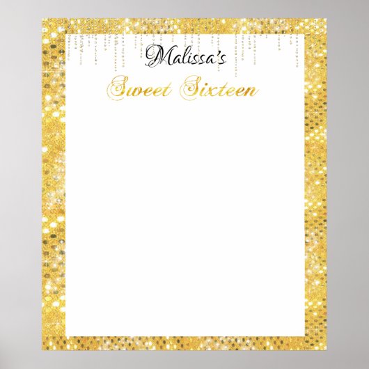 Gouden glitter Sweet Sixteen Bat Mitzvah bord Poster (Voorkant)