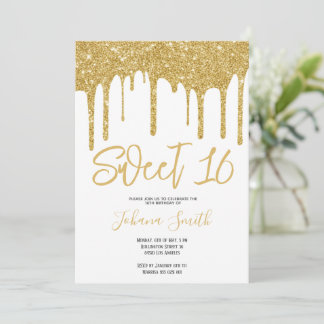 Gouden Glitter Sweet Sixteen Meisje Verjaardagsfee Kaart