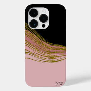 Gouden Glitter Swish, Blush en Zwart Gepersonalise Case-Mate iPhone 14 Pro Hoesje