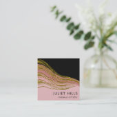 Gouden Glitter Swish, Blush en Zwart Visitekaartje (Staand voorkant)
