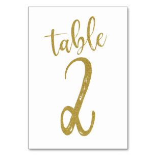 Gouden Glitter Tafel Nummer 2 Kaart