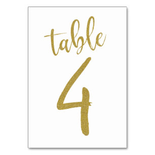 Gouden Glitter Tafel Nummer 4 Kaart