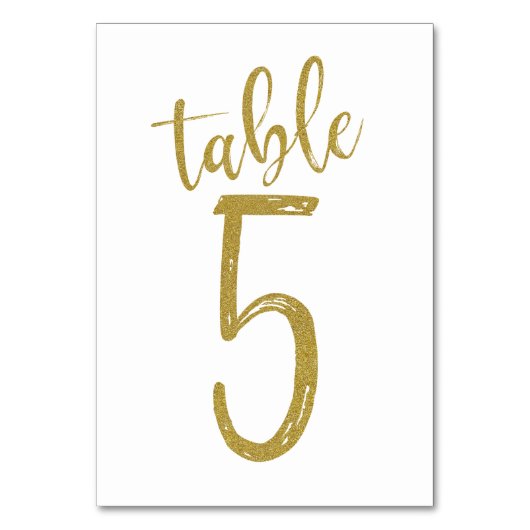 Gouden Glitter Tafel Nummer 5 Kaart (Voorkant)