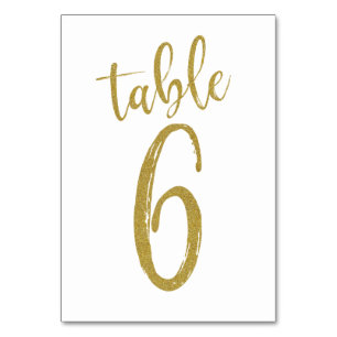 Gouden Glitter Tafel Nummer 6 Kaart