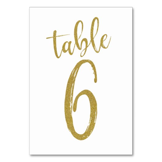 Gouden Glitter Tafel Nummer 6 Kaart (Voorkant)