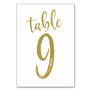 Gouden Glitter Tafel Nummer 9 Kaart