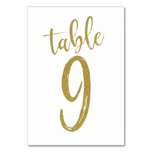 Gouden Glitter Tafel Nummer 9 Kaart (Voorkant)