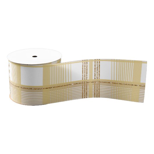 Gouden glitter tartan grosgrain lint (Spoel)