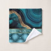Gouden Glitter Teal Agate Marmer Diamanten Bad Handdoek (Wasdoekje)