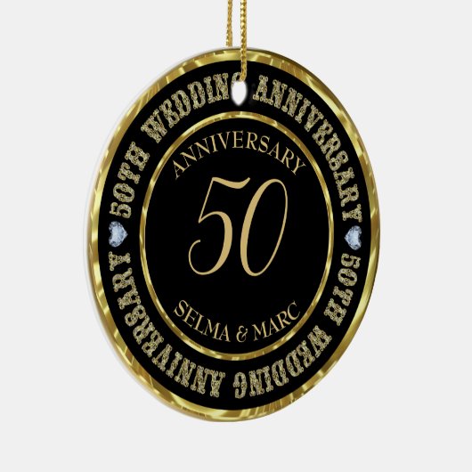 Gouden Glitter tekst en harten Keramisch Ornament (Rechts)