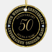 Gouden Glitter tekst en harten Keramisch Ornament (Voorkant)