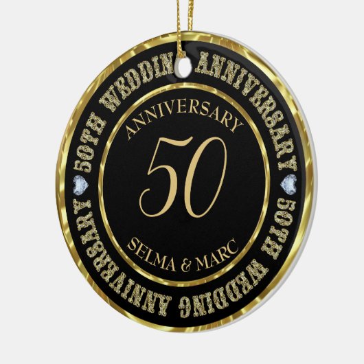 Gouden Glitter tekst en harten Keramisch Ornament (Links)