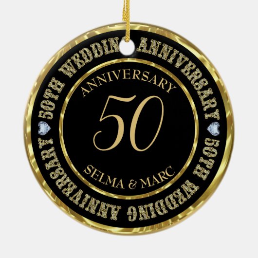 Gouden Glitter tekst en harten Keramisch Ornament (Achterkant)