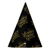 Gouden Glitter tekst patroon Gelukkig Nieuwjaar Feesthoedjes (Links)