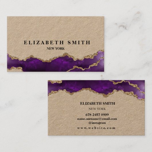 Gouden Glitter Textuur Marmeren Visitekaartje (Voorkant / Achterkant)