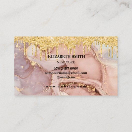 Gouden Glitter Textuur Marmeren Zakelijke Kaart Visitekaartje (Achterkant)