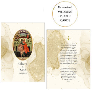 Gouden Glitter Textuur Orthodox Bruiloft Gebed Kaa Plaatskaartje