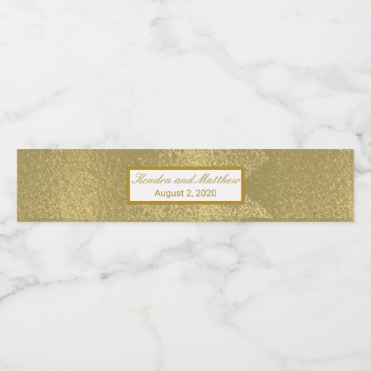 Gouden Glitter Textuur Waterfles Etiket (Enkel label)